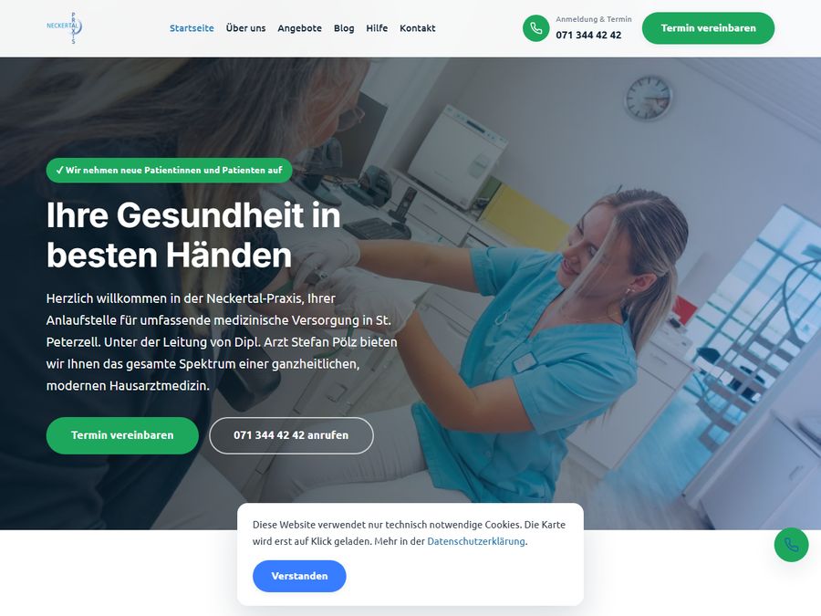 Website von Neckertal-Praxis AG, St. Peterzell