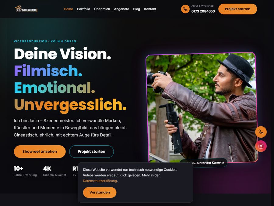 Website von Szenenmeister, Köln