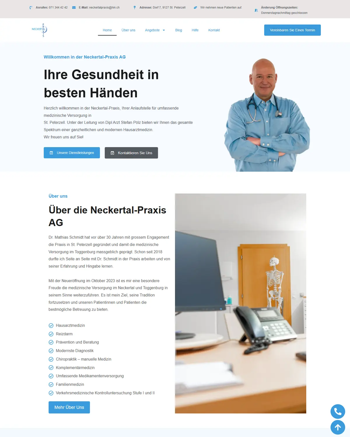 Website von Neckertal-Praxis AG, St. Peterzell