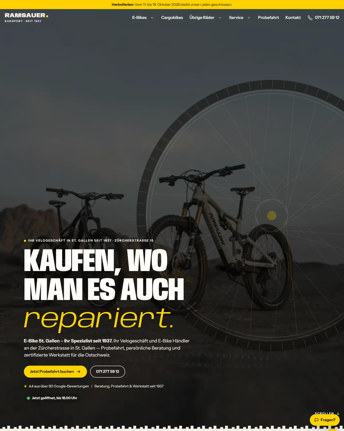 Website von Ramsauer Radsport, St. Gallen