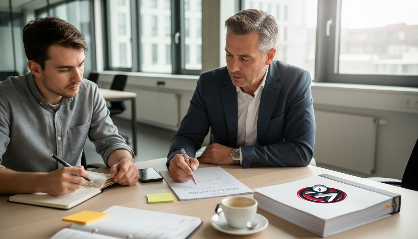 Ein Unternehmensberater erläutert am Konferenztisch den einzigartigen Mehrwert des Angebots.