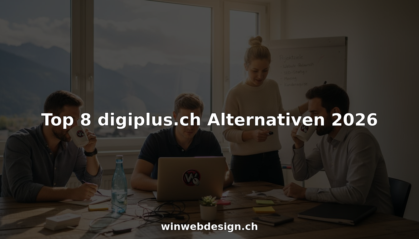 Team-Meeting einer Webagentur im lichtdurchfluteten Büro in der Schweiz