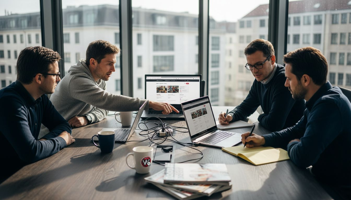 Das Team der Webagentur bei einer Besprechung im Büro