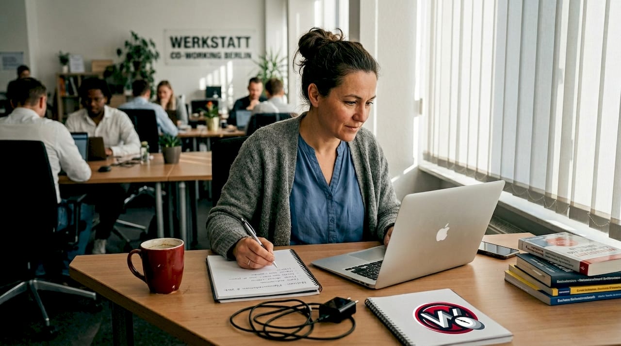 Eine Inhaberin eines kleinen Unternehmens wirft einen Blick auf die aktuellen Besucherzahlen ihrer Webseite.