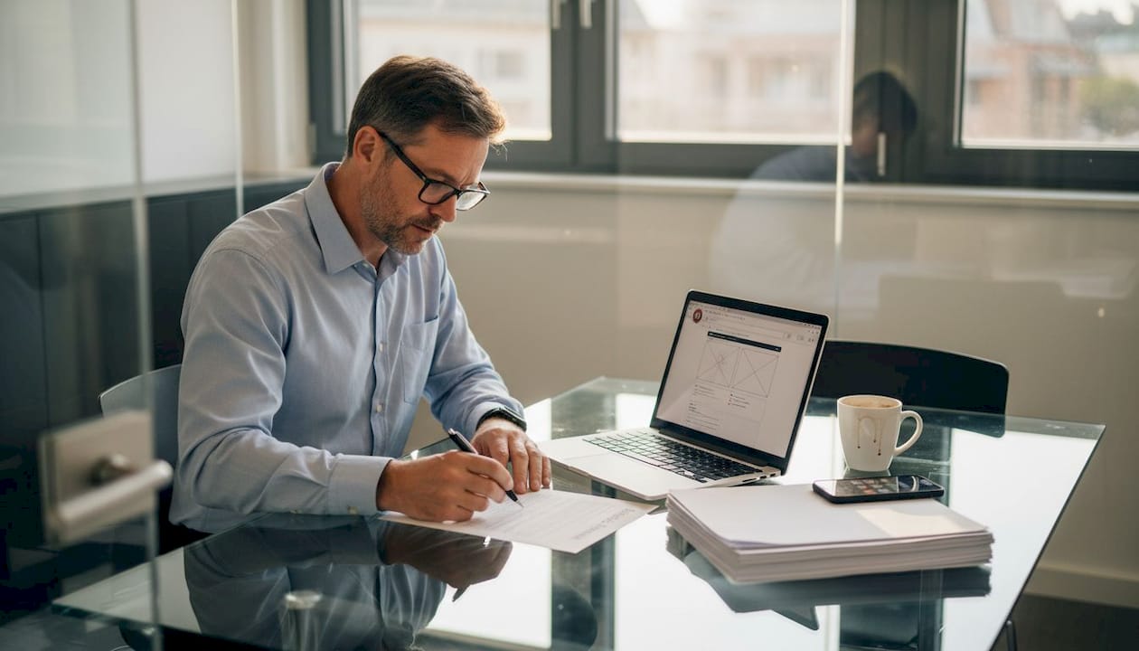 Projektleiter prüft die Checkliste für den Website-Launch
