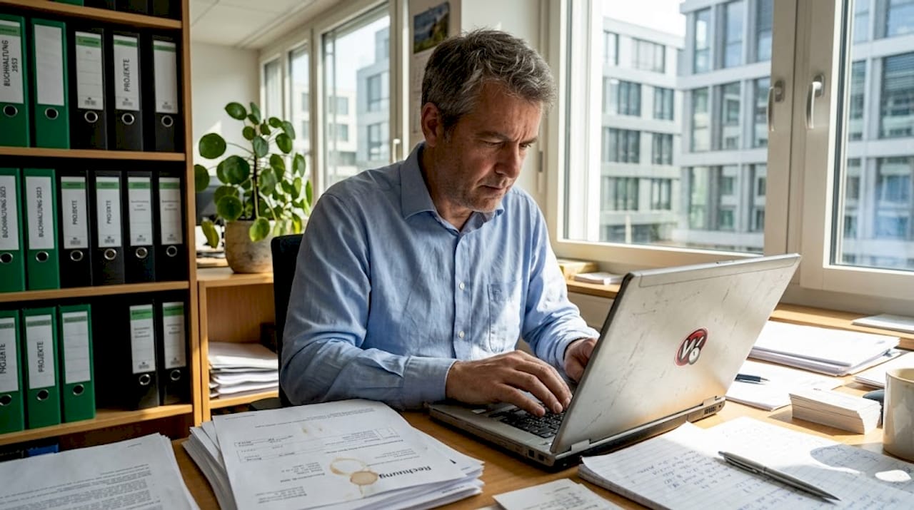 Der Inhaber eines kleinen Unternehmens kümmert sich selbst um das Webhosting.